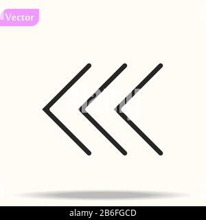 Icônes de flèches. Télécharger, signes linéaires de direction gauche. Ensuite, flèches vers l'arrière icônes de ligne plate. Symboles Web plats. Eps10 du vecteur Illustration de Vecteur