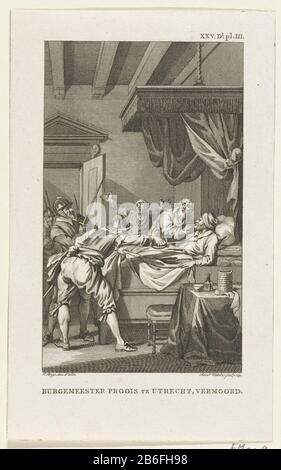 Le maire Beernt Proys Utrecht, assassiné, 1425 le maire Proois Utrecht, assassiné (titre d'objet) le maire Beernt Proys Utrecht allongé assassiné dans son lit, 1425. Fabricant : printmaker: Reinier Vinkeles (I) (bâtiment classé) dans le dessin: Jacobus Buys (propriété cotée) Lieu de fabrication: Pays-Bas Dating : 1791 Caractéristiques physiques: Matière de gravure: Technique du papier: Dimensions de gravure: Papier: H 191 mm × W 118 mTopelichtingebatie pour: James Cook, Dictionnaire Vaderlandsch, Johannes Allart, Amsterdam 1785 à 1799, 35 parties, vol. XXV, pl. III Avec la lettre. Objet: Mort violente, tuée; Banque D'Images