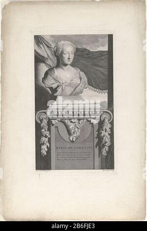 Buste de Marie de Lorraine, reine d'Écosse buste de Marie de Lorraine et de guise, reine d'Écosse et plus tard régent d'Écosse. La statue se tient sur un piédestal avec un poème français sur son leven. Fabricant : printmaker: Pieter van Gunst (propriété cotée) à la peinture: Adriaen van der Werff (propriété cotée) Lieu de fabrication: Amsterdam Date: CA. 1669 - 1731 Caractéristiques physiques : matériel de gravure et de gravure : technique du papier : engrala (impression) / dimensions de gravure : bord de la plaque : H 318 mm × W 185 mmOnderwerpWie : de Lorraine Marie (reine d'Écosse) Banque D'Images