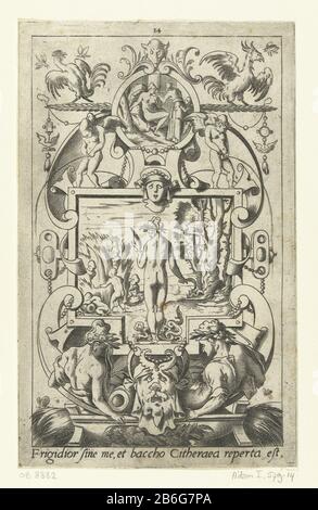 Ceres, vu du dos, avec des tuyaux à ses pieds dieux et déesses (titre de la série) le fond est un texte latin. De la série de 16 feuilles partiellement numérotées avec des décorations de surface de dieux et de déesses dans un cadre de grottes avec des créatures fantastiques, des animaux, des garlands et des maçons. Fabricant : printmaker René BOYVIN (studio) au dessin: Léonard Thiry Lieu de fabrication: France (éventuellement) date: 1551 - 1580 Caractéristiques physiques: Matière de prise: Technique du papier: Engraa (procédé d'impression) mesures: Bord de la plaque: H 173 mm × W 108 mmToeliechtOorspronkelijk la série se composait de vingt pr Banque D'Images