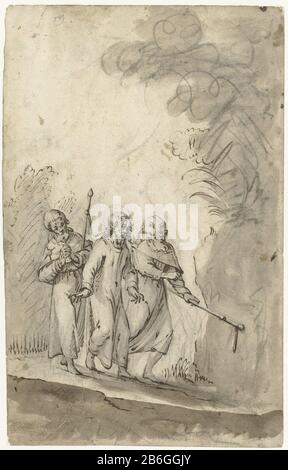 Christ et les disciples sur la route d'Emmaus BC et les disciples sur le chemin d'Emmaus Type d'objet: Dessin Numéro d'objet: RP-T-1887-A-7332 Catalogusreferentie: Kettering 55-GSR Fabricant : dessinateur: Gerard ter Borch (I) artiste: Fabrication anonyme: Zwolle Daté: CA . 1614 - c 1655 Caractéristiques physiques: Stylo et brosse en marron, sur des traces de craie noire: Stylo papier (plume) encre craie technique: Taille de pinceau: Feuille: H 305 mm × W 194 mm Banque D'Images