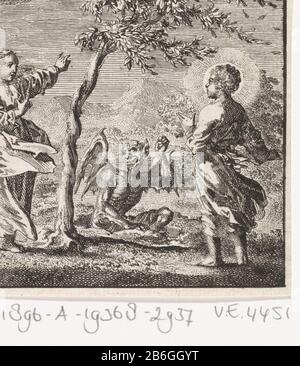 Christ et l'âme personnifiée dans une tempête Jésus et l'âme voient un arbre mince courbé sous la tempête Christ et l'âme personnifiée dans une tempête Jésus et l'âme voir un arbre mince courbant sous le type d'objet tempête: Photo Numéro d'article: RP-P-1896-A-19368-2937Catalogusreferentie: Van Eeghen 4451 Inscriptions / marques: Marque du collectionneur, verso, estampillée: Lugt 2228 Fabricant: Printmaker Jan Luyken lieu de fabrication: Amsterdam Date: 1714 Caractéristiques physiques: Gravure; matériaux d'épreuvage: Papier: Technique de gravure Dimensions: Feuille: H 89 mm × W 75 mmToeliechtingProefdruk illustration de: Luyken, Jan Banque D'Images