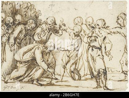 Christ et l'adultéess Christ et le type d'objet Adulteress: Dessin Numéro d'objet: RP-T-1887-A-847Catalogusreferentie: Kettering 54-GSR Inscriptions / marques: Signature, recto la main inférieure gauche écrite avec une encre plume en brun, 'G. T.Borch.F (plus tard Gérard l'ancienne écriture) Description: Christ et l'adultéess, Joh du Nouveau Testament. 8: 6. Fabricant : artiste Gerard ter Borch (I) (personnellement signé) Lieu de fabrication: Zwolle Date: 1616 Caractéristiques physiques: Stylo dans deux tons de brun et de gris, sur des traces de craie noire: Stylo à papier (plume) encre craie Dimensions: Feuille: H 98 mm Banque D'Images