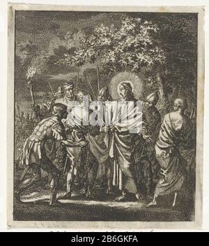 Christ arrêté dans le jardin de Gethsemane Christ arrêté dans le jardin de Gethsemane Type d'objet : image livre illustration Numéro d'article: RP-P-1896-A-19368-2436Catalogusorreferentie: Van Eeghen 3421 Inscriptions / marques: Marque du collectionneur, verso, estampillée: Lugt 2228 Fabricant: Graveur Jan Luyken Publisher Jan Rietsz. (II), éditeur: Barent Visscher Lieu de fabrication: Amsterdam Date: 1706 Caractéristiques physiques: Gravure, et impression typographique sur verso matériel: Technique du papier: Gravure / typographie dimensions: Feuille: H 90 mm × b 80 pour mbelicelichtingillustratie: Schabaalje, Jea Banque D'Images