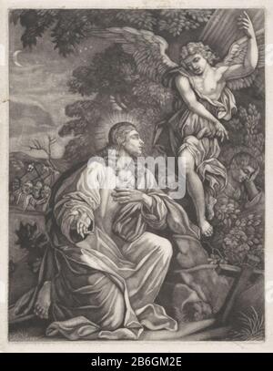 Christ dans le jardin de Gethsemane le Christ prie Dieu dans le jardin de Gethsemane et a une vision . En arrière-plan sont deux de ses élèves slapen. Fabricant : printmaker: Anonyme Date: 1650 - 1800 Caractéristiques physiques: Mezzotint matériau: Papier technique: Mezzotint dimensions: Bord de la plaque: H 229 mm × W 175 mm Sujet: Prière du Christ dans le jardin de Gethsemane pendant la nuit Banque D'Images