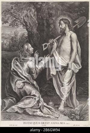 Christ apparaît à Marie Magdalène (Noli Me Tangere) Marie Magdalene s'agenouillant avant Christ dans un paysage. Il se tient devant elle avec une bêche sur son épaule, la plaie à être visible. Outre Mary Magdalene est son pot d'onguent. Au bas d'un verset dans le latin De Ne Pas Dans la marge. 3. Fabricant : printmaker Jacob Neefs (bâtiment classé), conçu par Gerard Seghers (bâtiment classé) Editeur: C. Galle (propriété cotée) Lieu de fabrication: Anvers Date: 1620 - 1680 Caractéristiques physiques: Matière automobile: Technique du papier: Engrala (processus d'impression) mesures: Bord de la plaque: H 454 mm × W 321 mm Banque D'Images