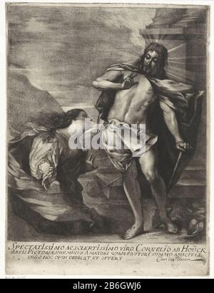Christ apparaît à Marie Magdalène le Christ apparaît comme jardinier avec une bêche en main, Marie Magdalena. Fabricant : printmaker: Carel de Moor (II) (bâtiment classé) Lieu de fabrication: Nord des Pays-Bas Date: 1666 - 1738 Caractéristiques physiques: Mezzotint et matière de gravure: Technique du papier: Mezzotint / dimension de gravure: Bord de la plaque : h 422 mm × W 317 mm Objet: Marie Magdalene s'agenouillant devant Christ, qui est généralement représentée comme jardinier avec un comment et / ou un chat; 'Noli me tangere' Banque D'Images