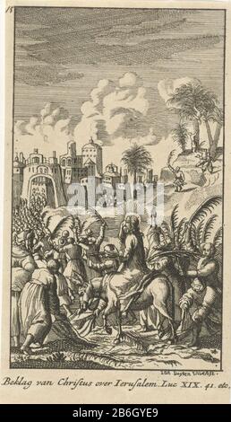 Christ prédit la destruction de Jérusalem plainte du Christ sur Jérusalem vingt quatre scènes du Nouveau Testament (titre de la série) Type de propriété: Illustration du livre photo Numéro d'article: RP-P-1896-A-19368-183Catalogusorreferentie: Van Eeghen 168Opmerking: Copie marquage / marques : marque du collectionneur, verso, écriture manuscrite: Lugt 2228nummer, recink: 15, fabricant: '15' Printmaker: Anonyme à imprimer par Jan Luyken (bâtiment classé) Daté: 1720 Caractéristiques physiques: Matériau de gravure: Technique du papier: Dimensions de gravure: Feuille: H 126 mm × W 71 mmToelichtPrent inclus dans: Le nouveau te Banque D'Images