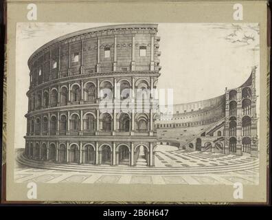 Colosseum, Rome mettra en miroir le magnifique romain (servietitel) Colosseum à RomeSpeculum Romanae Magnificentiae (titre de la série) Type de propriété: Album leaf Picture Numéro de l'article: RP-P-2016-345-70Catalogusreferentie: Huelsen 157-1 (2) Description: Vue du Colisée à Rome. La droite fait partie de l'intérieur visible. L'impression fait partie d'un album. Fabricant : fabricant d'impression: Fabrication d'emplacement anonyme: Italie rencontres: CA. 1500 - env. 1599 Caractéristiques physiques: Matériau de gravure et de prise: Technique du papier: Engrala (processus d'impression) / dimensions de gravure: Feuille: H 360 mm (bord intérieur de la plaque découpée ) b × Banque D'Images