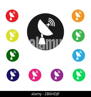 Jeu d'icônes de couleur pour la parabole satellite. Conception plate simple pour les sites Web et les applications Illustration de Vecteur