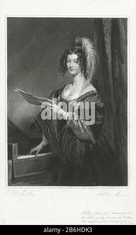 Dame devant un clavier une dame devant un clavier sur lequel elle tient la main droite, avec l'autre main un papier feuille. Fabricant : printmaker John The Mare (bâtiment classé), conçu par Charles Robert Leslie (bâtiment classé) Daté: 1816 - 1889 Caractéristiques physiques: Acier engrala et crayon matériau: Papier crayon technique: Acier engrala dimensions: Feuille: H 348 mm × W 210 mm Objet: Spinet, virginaladolescent, jeune femme, jeune fille Banque D'Images
