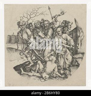 La capture de la Passion (titre de la série) Christ a lié le cou et les mains apporté par un groupe d'hommes armés. Ce tirage fait partie d'une série d'imprimés ronds illustrant des scènes de la Passion, des copies de tirages de Martin Schongauer. Fabricant : à imprimer par Martin Schongauerprentmaker: Fabrication anonyme: Allemagne (possible) Date: 1470 - 1490 Caractéristiques physiques: Matière automobile: Technique du papier: Engraa (impression) / engraa en argent mesures: Bord de la plaque: D 108 mm Sujet: Christ est conduit  jardin de Gsemetane Banque D'Images