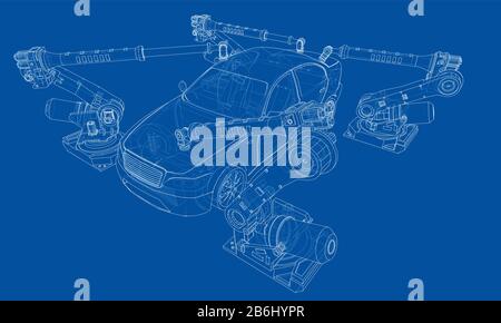 Montage du véhicule à moteur. Vecteur Illustration de Vecteur