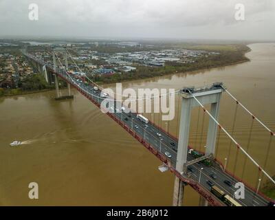 Vue aérienne du pont Aquitaine Banque D'Images