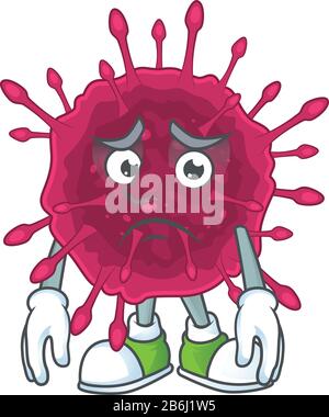 Style mascotte VID19 avec visage inquiet Illustration de Vecteur