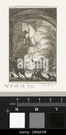 Le meurtre de William of Orange, 1584 de prins van Oranje te Delft vermoord DOOR Balthasar Gerards, 10 juli 1584. Willem van Oranje wordt onderaan de trap neergeschoten. Fabricant : préfabricant: Simon FokkePlaats fabrication: Noordelijke Nederlanden Dating: 1722 - 1784 kenmerken physique: ETS Material: Papier Techniek: Etsen Dimensions: Blad: H 68 mm × b 43 mmTohteliciningillustratie voor een onbekend werk, verkleinde en aangehering Hum van 886Hum. Niet dans Frederik Muller; porte het RPK toegevevoegd nummer. Objet: Tentative, murderMoord politique op Willem van OranjeWanneer: 1584- Banque D'Images