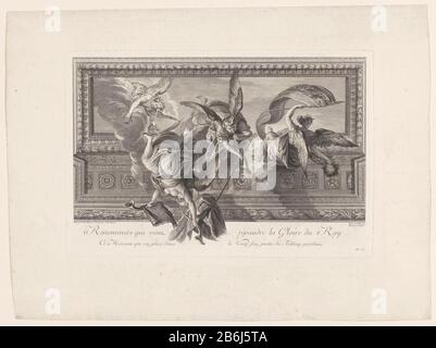 Les peintures au plafond dans la Grande Galerie à Versailles, Charles le Brun No 32 Les peintures au plafond dans la Grande Galerie à Versailles, Charles le Brun: No 32 Type d'objet :. Numéro d'article de la photo: RP-P-OB-73.275 Caractéristiques physiques: Gravure et prise de vue: Technique du papier: Gravure / prise de vue (impression ) Banque D'Images