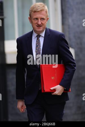 Oliver Dowden, secrétaire au numérique, à la culture, aux médias et au sport, arrive à Downing Street pour une réunion du cabinet avant le budget. Banque D'Images