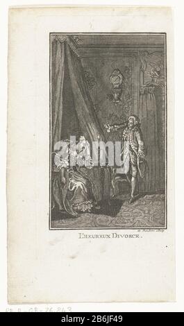La séparation joyeuse l'heureux Divorce (objet titre) Illustration pour l'histoire 'l'heureux Divorce 'de JF Marmontel's storiess' Contes moreaux. Le jeune Lucilia est marié à un ancien marquis. Son mariage m = ne correspond pas aux scènes romantiques qu'elle a fait elle-même dans son école. Malheureusement, elle est assise dans sa chambre à une table au kaarslicht. Fabricant : printmaker: N. de Boubers (bâtiment classé), conçu par Hubert François GravelotPlaats fabrication: Printmaker inconnu à la conception: Paris Date: Après 1765 - vers 1780 Caractéristiques physiques: Gravure et engrafage matériel: Papier: Gravure technique / engrafé (pri Banque D'Images