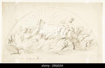 Le chariot solaire d'Apollo la voiture solaire d'Apollo Type d'objet: Dessin Numéro d'objet: RP-T-1906-16 Fabricant : Rapporteur pour avis: Jacob van Camp artiste: Daniel Stalpaert (rejet) Date: 1625 - 1676 Caractéristiques physiques: Stylo en matière brune: Papier technique encre: Stylo Dimensions: H 224 mm × W 375 mm Objet: Gémeaux (signe zodiacal de mai) Bélier (signe zdénal ou mars) signes zodiacaux de la saison de printemps apollon dans le char du soleil, dessiné par quatre chevaux Benthiques, généralement Précédé par Aurora tenant une torche; 'Carro del Sole' (Ripa) Banque D'Images