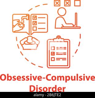 Icône de concept de trouble compulsif obsessionnel. OCD. Maladie mentale. Psychologie, psychiatrie. Illustration de la ligne fine de l'idée de santé. Vecteur isolé Illustration de Vecteur