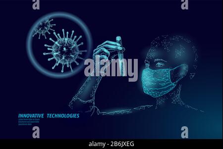 Les femmes médecins scientifiques tiennent un tube à essai. Vaccin de protection contre les virus du masque médical de sécurité. Développement d'un traitement contre la pneumonie à coronavirus pandémique. Santé Illustration de Vecteur