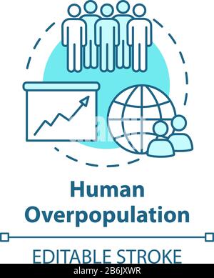 Icône concept de surpopulation humaine. Augmentation du taux de natalité. Population internationale. Empreinte écologique. Illustration de l'idée de la société en ligne mince. Vecteur Illustration de Vecteur