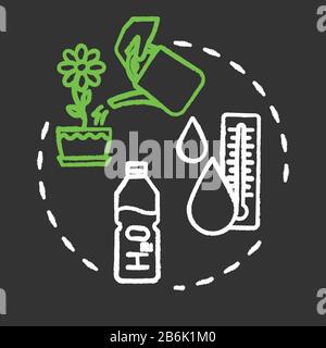 Température de la salle d'eau craie icône de concept de couleur RVB. Maintenance de la température appropriée. Soin intérieur des fleurs. Idée de plantes d'arrosage. Vecteur isolé Illustration de Vecteur
