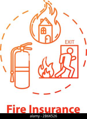 Icône de concept d'assurance incendie. Maison en feu. Politique du propriétaire. Destruction de flammes pour l'immobilier. Illustration de la couverture des dommages de maison Illustration de Vecteur