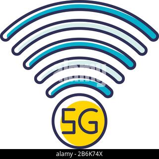 Indicateur de signal 5 G icône de couleur RVB. Qualité de la connexion Internet. Signal de haute qualité. Réseau cellulaire mobile. Technologie sans fil. Vecteur isolé Illustration de Vecteur