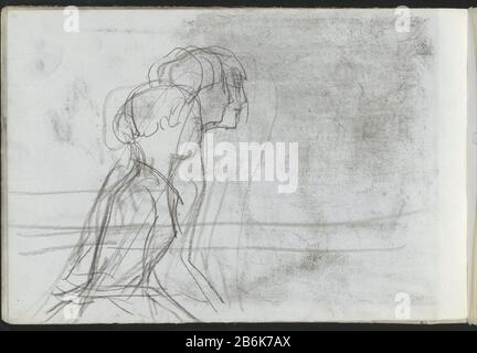 Trois jeunes femmes, dans le profil Trois jeunes femmes, profil type d'objet: Sketchbook feuille Numéro d'article: RP-T-1935-151-5 (V) Description: Lame 5 verso de sketchbook LXX 17 bladen. Fabricant : artiste: Isaac Israel Lieu de fabrication: Amsterdam Dating : CA. 1886 - 1934 Caractéristiques physiques: Noir craie matériel: Papier craie Sujet adolescent, jeune femme, jeune fille (+ vue latérale, profil) Banque D'Images