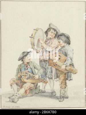 Trois garçons avec instruments de musique Trois garçons avec type d'objet musical: Dessin Numéro d'objet: RP-T 1921-132 Fabricant : artiste: Jacob Perkois Dating: 1783 Caractéristiques physiques: Crayons, pastels matériel: Craie de papier pastels Dimensions: H 243 mm × W 194 mm Sujet: Musique populaire instrumentale Banque D'Images