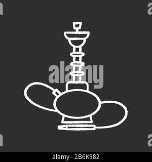 Icône blanche de la craie de hookah sur fond noir. Maison de sheesha. Shisha traditionnel. Salon nargile. Odeur du tuyau. Parfum de vaporisation. Espace fumeurs Illustration de Vecteur