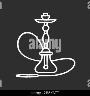 Icône blanche de la craie de hookah sur fond noir. Maison de sheesha. Fumez et détendez-vous à l'intérieur. Salon nargile. Odeur du tuyau. Parfum de vaporisation Illustration de Vecteur