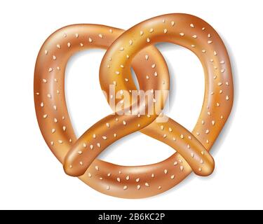 Craqueur Salé Réaliste Pretzel. Savoureuse cuisine Pretzel isolée pour l'oktoberfest. Illustration vectorielle Illustration de Vecteur