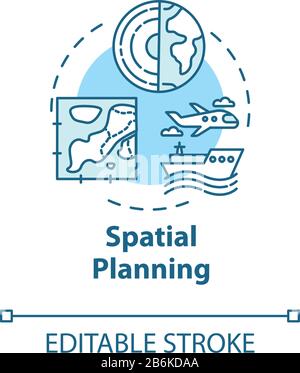 Icône concept d'aménagement de l'espace. Carte de la zone. Développement de la région. Architecture de paysage. Illustration de l'idée de construction de la ligne mince. Contour RVB isolé vectoriel Illustration de Vecteur