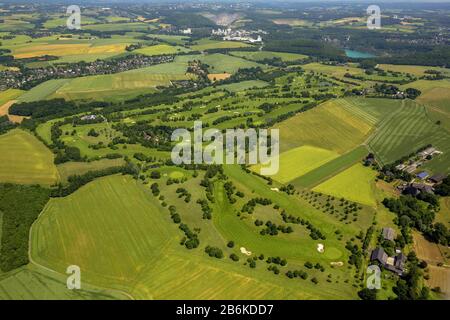 Golf Mettmann à Obschwarzbach, vue aérienne, 10.05.2014, Allemagne, Rhénanie-du-Nord-Westphalie, Bergisches Land, Mettmann Banque D'Images