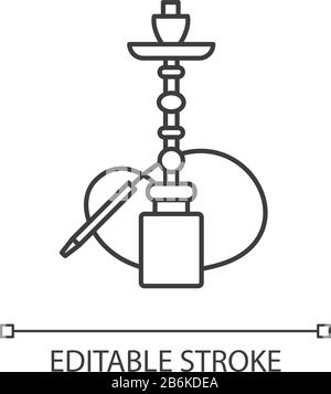 Icône linéaire parfaite de pixel de hookah. Maison de sheesha. Tuyau d'eau, long. Salon nargile. Illustration personnalisable en ligne fine. Symbole de contour. Vecteur Illustration de Vecteur