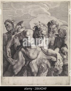 Silienus Drunken Silenus est soutenu par satyrs . Silenus a une guirlande de feuilles de vigne sur le hoofd. Fabricant : printmaker Jonas Suyderhoefnaar peinture de Peter Paul Rubens Lieu de fabrication: Haarlem Dating: 1644 - 1650 Caractéristiques physiques: Gravure et engraissement; matériau d'épreuvage: Technique du papier: Gravure / engraa (procédé d'impression) mesures: Bord de la plaque: H 348 mm × W 286 mm Objet: (Histoire de) Silenus Banque D'Images