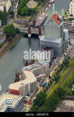 Archives nationales du NRW s'appuyant sur un ancien quai du port intérieur de Duisburg, 17.06.2012, vue aérienne, Allemagne, Rhénanie-du-Nord-Westphalie, région de la Ruhr, Duisburg Banque D'Images