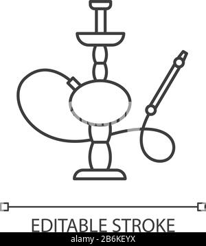 Icône linéaire parfaite de pixel de hookah. Maison de sheesha. Shisha traditionnel. Salon nargile. Illustration personnalisable en ligne fine. Symbole de contour. Vecteur Illustration de Vecteur