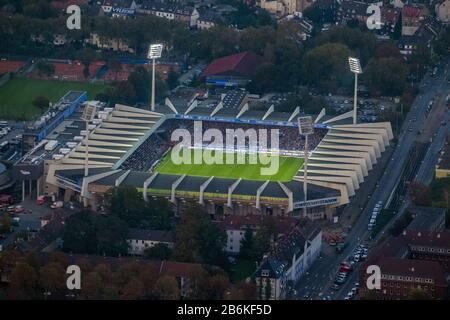 Match de football VFL Bochum - 1 FC Nuernberg au stade Reiwrpower Bochum, 03.10.2014, vue aérienne, Allemagne, Rhénanie-du-Nord-Westphalie, Ruhr Area, Bochum Banque D'Images