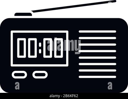 Icône de glyphe noir du jeu radio sans fil. Récepteur électronique portable. Appareils de transmission de signaux. Système de réception. Appareil mobile. Symbole silhouette Illustration de Vecteur