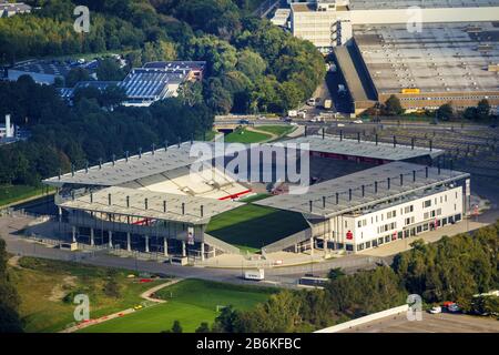 RWE-stade dans Hafenstrasse à Essen, terrain de football de Rot-Weiss-Essen, 17.09.2014, vue aérienne, Allemagne, Rhénanie-du-Nord-Westphalie, Ruhr Area, Essen Banque D'Images