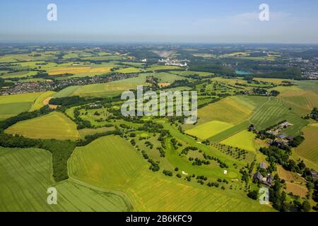 Golf Mettmann à Obschwarzbach, vue aérienne, 10.05.2014, Allemagne, Rhénanie-du-Nord-Westphalie, Bergisches Land, Mettmann Banque D'Images