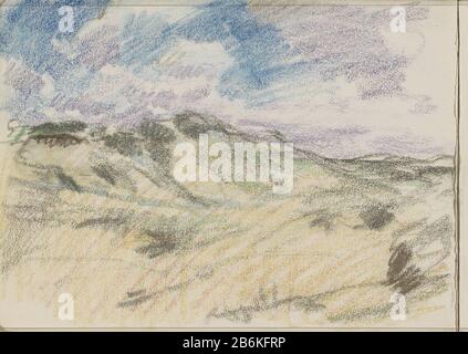 Duinlandschap Dunes Type de bien: Croquis Fiche de l'article Numéro: RP-T-1959-455-19 (V) Description: Dunes. Feuille 19 verso d'un croquis avec 28 bladen. Fabricant : artiste: Johan Antonie de Jonge Lieu de fabrication: South Holland (possible) Date: 1881 - 1927 Caractéristiques physiques: Crayons, gedoezeld matériau: Papier craie technique: Doezelen Sujet: Dunes (mer non visible); dans les dunes droite Banque D'Images