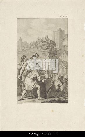 Noble Encourager le comportement de Caecilius Metellus Pendant le siège de Nertobriga recommande Rhetogenes, qui a déserté à Metellus, de tuer ses propres enfants placés par le peuple de la ville au mur bombardé de la ville. Metellus refuse d'amener les enfants à et de cesser la beleg. Fabricant : printmaker: Ludwig Gottlieb Portman (propriété listée) à dessiner: Jacobus Buys (propriété listée) Lieu de fabrication: Amsterdam Date: 1797 Caractéristiques physiques: Stippelets et matériel de gravure: Technique papier: Stippelets / dimensions de gravure: Bord de plaque: H 206 mm × W 132 mmToelielielielielietingatie de: Stuart, Martinus. Ro Banque D'Images