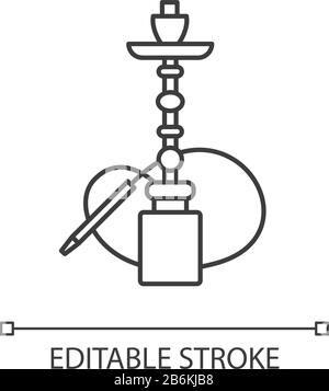 Icône linéaire parfaite de pixel de hookah. Maison de sheesha. Tuyau d'eau, long. Salon nargile. Illustration personnalisable en ligne fine. Symbole de contour. Vecteur Illustration de Vecteur