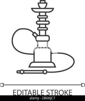 Icône linéaire parfaite de pixel de hookah. Maison de sheesha. Hooka turque aromatisée. Salon nargile. Illustration personnalisable en ligne fine. Symbole de contour. Vecteur Illustration de Vecteur