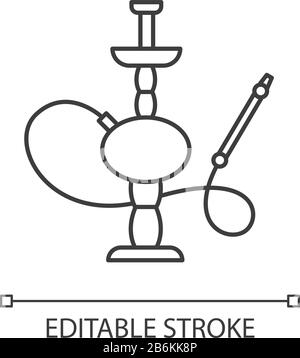 Icône linéaire parfaite de pixel de hookah. Maison de sheesha. Shisha traditionnel. Salon nargile. Illustration personnalisable en ligne fine. Symbole de contour. Vecteur Illustration de Vecteur